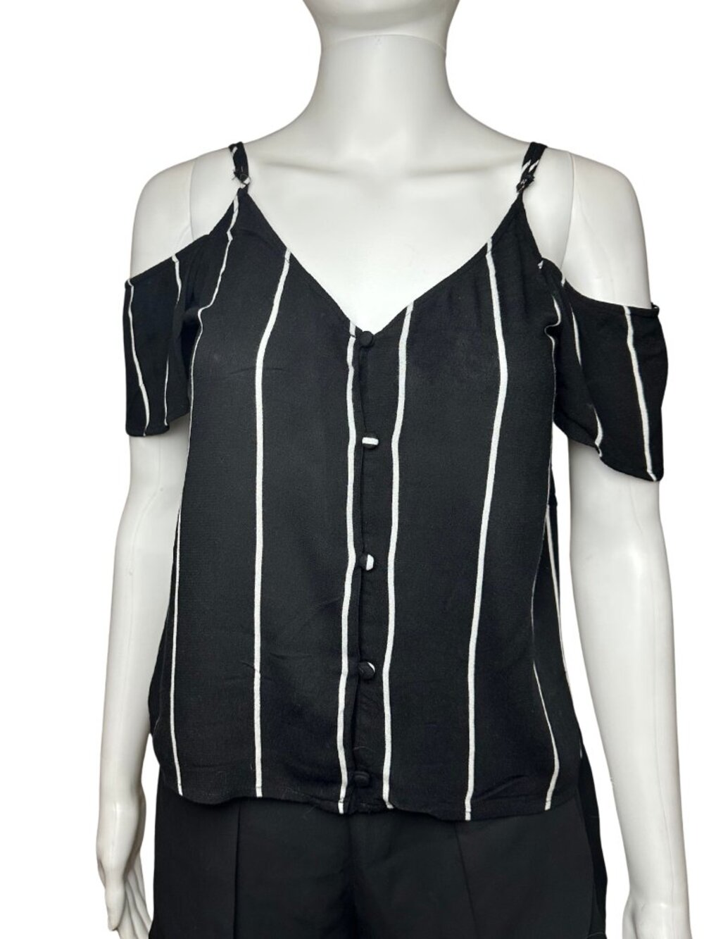 Kendall & Kylie Cold Shoulder Striped Blouse XS